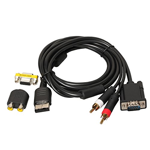 Timorn VGA Cable de Alta definición Adaptador de Sonido RCA HD PAL NTSC para Sega Dreamcast DC (Negro)