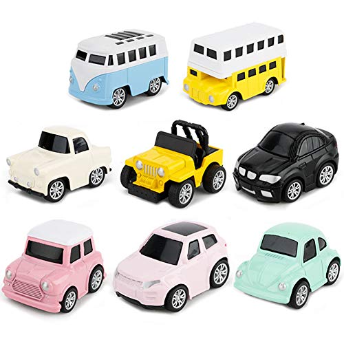 Tire Hacia Atrás el Coches de Juguetes Miniature Camion Modelos para Niños y Niñas, Pack de 8 vehículos