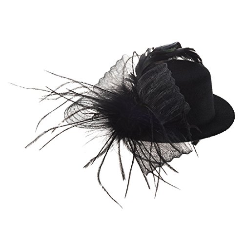 TOOGOO(R) Clip de pelo sombrero de copa mini sombrero de velo de organdi