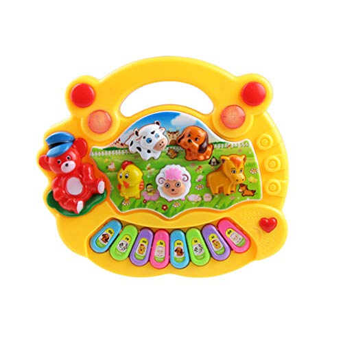 TOYANDONA Bebé Niños Máquina de Aprendizaje de Música Temprana Juguete Animal Granja Instrumento Musical Juguete de Música de Desarrollo (Amarillo)