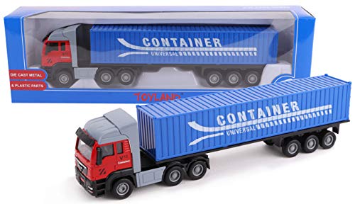 TOYLAND® Camión de Juguete y Remolque de 28 cm - Diecast - Modelos de Juguetes y vehículos - Diseños Variados (Camión contenedor)