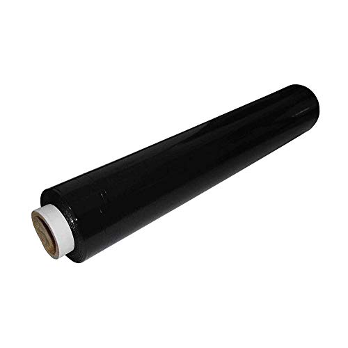 TPZ | The Packaging Zone | Película adhesiva para palet resistente, resistente al desgarro, a prueba de agua y humedad, 400 mm x 250 m, color negro, paquete de 1