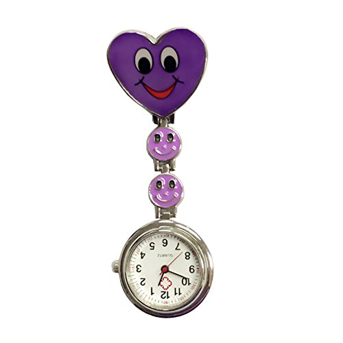 TrifyCore Reloj de Bolsillo médico del Reloj Especial de la Enfermera de la Cara del corazón de la Sonrisa púrpura