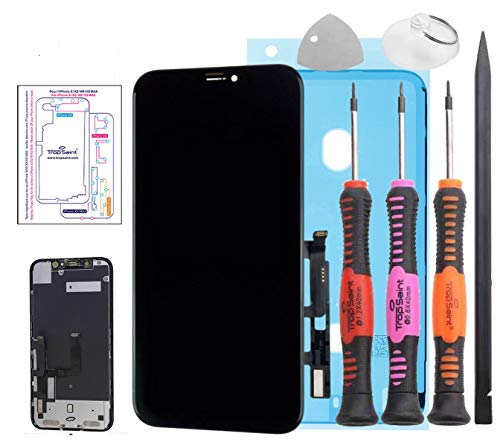 Trop Saint® Pantalla Negro para iPhone XR - Premium Kit de reparación LCD con Herramientas y Pegatina Adhesiva Impermeable