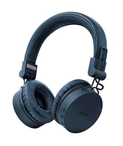 Trust Mobile Tones Auriculares Inalámbricos Bluetooth (Reproducción de 25 Horas, Rango de 10 m, Unidades de Altavoz de 40 mm, Diseño Plegable) Azul