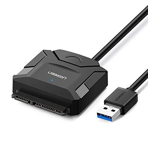 UGREEN Adaptador USB 3.0 a SATA III, SATA to USB con UASP Integrado para 2.5" Discos Duros HDD SSD, 12 TB MAX, para Xbox X/S, Xbox One, PS4, PC