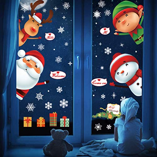 UMIPUBO Uclipo - Pegatina para Puerta de Navidad, diseño de Papá Noel, muñeco de Nieve, Alce y niños, PVC, Navidad, 2 x 30cm * 90cm