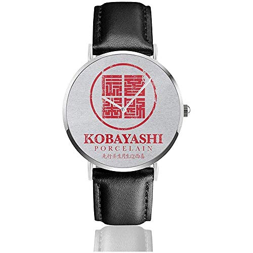 Unisex Business Casual Kobayashi Bloque de Porcelana Logo Sospechosos habituales Relojes Reloj de Cuero de Cuarzo