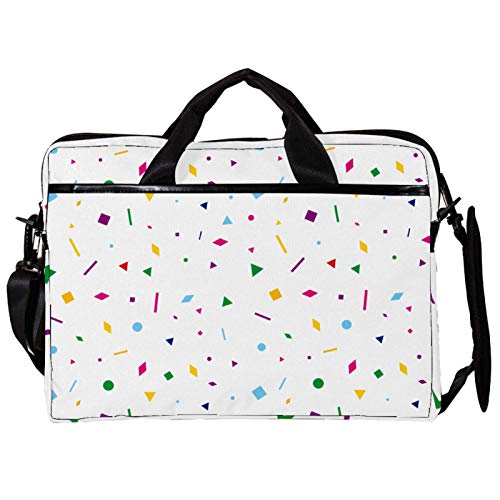Unisex Computer Tablet Satchel Bag,Lightweight Laptop Bag,Canvas Travel Bag,13.4-14.5Inch with Buckles Colorful Geometric Figures