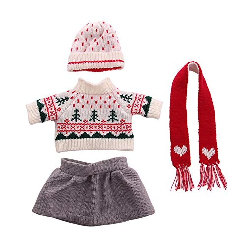 Uteruik - Ropa ropa informal de invierno para muñeca de 46 cm, suéter, falda, sombrero y bufanda, accesorios para disfraz