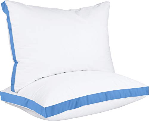 Utopia Bedding Almohadas 45 x 74 cm (2 Unidades) - Fibra Hueca Virgen de Relleno 3D - Transpirable y Fácil Cuidado (Azul)