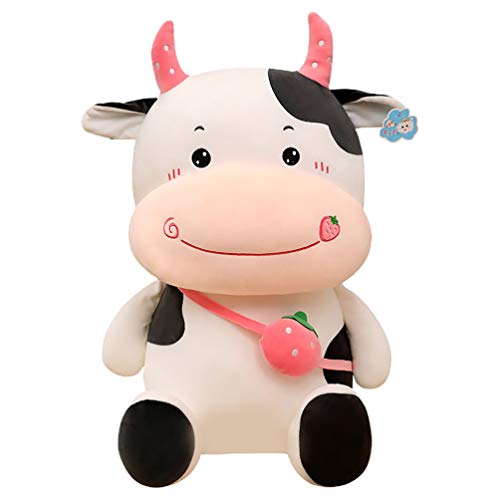 VALICLUD Vaca Plush Stuffed Animals 2021 Año Nuevo Chino Ox Mascot Doll Soft Strawberry Becerro Vivero Juguete Navidad Año Nuevo Regalos de Fiesta de Cumpleaños 33Cm