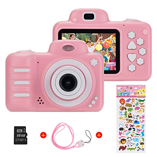 Vannico Camara Fotos, Camara para Niños Cámaras de Video para niños Cámara Digital 8MP 1080P HD Juguetes para niña de 3-10 años con Tarjeta de 16GB TF (Rosa)
