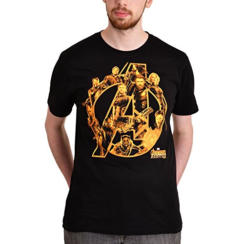 Vengadores para Hombre de la Camiseta de la Guerra del Infinito Héroes Marvel Negro de algodón - XXL
