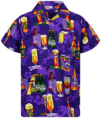 V.H.O. Funky Camisa Hawaiana, Beerbottle, Morado, XXL