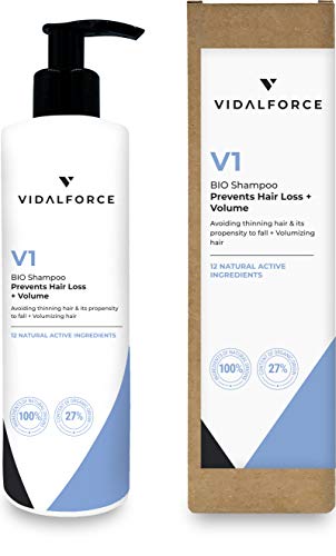 VidalForce, Champu V1 BIO Anti-caida Natural Certificado | Primeros Sintomas | + Volumen Instantaneo