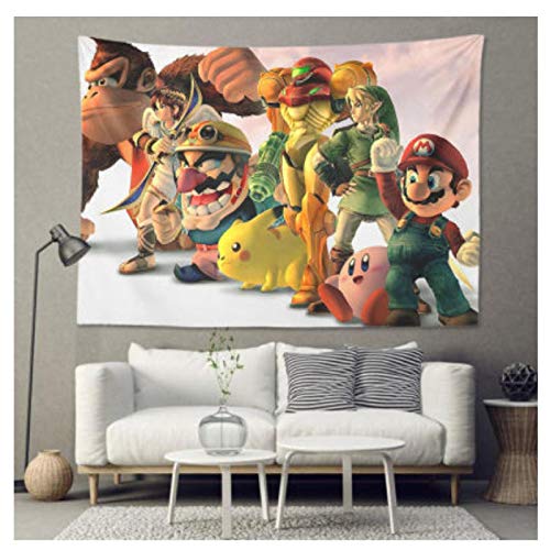 WallDiy Super Smash Bros Ultimate Tapestry Mario Bross Tapiz De Pared Videojuegos