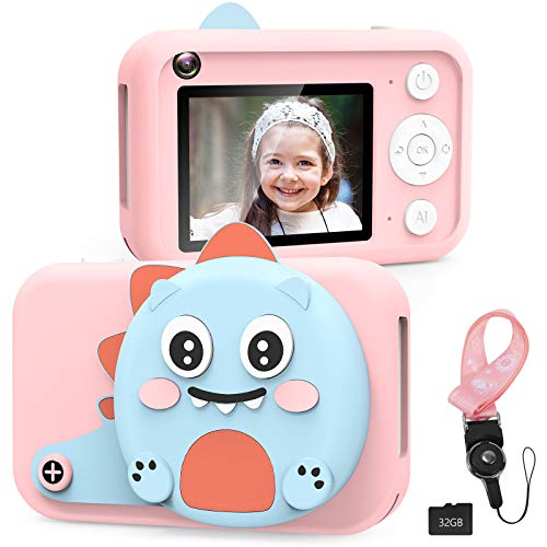XDDIAS Cámara para Niños, Recargable Cámara Digitale Selfie con 32GB Tarjeta SD, Video Cámara Infantil con Pantalla de 2.4 Pulgadas para Niños y Niñas (Rosado)