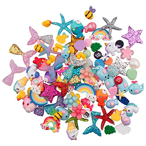 XDLink – Lote de 100 objetos en miniatura de playa de resina con espalda plana, embellecedor para álbumes de recortes, joyas para el pelo, funda de teléfono casa en miniatura