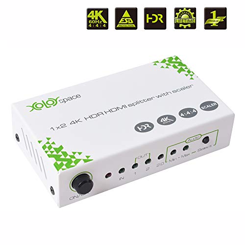 XOLORspace S102 1x2 4K HDR HDMI Splitter with downscaler Supports to 4k 60hz and 1080p 60HZ simultaneously; Support 4K 60HZ HDR and Dolby Vision When Source/displays All Support