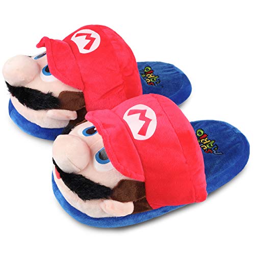 Zapatillas de casa de felpa Super Mario y Luigi - Cariño caliente para el hogar - Zapatillas divertidas para adultos y niños - Tamaño unisex 36-45 (Mario)