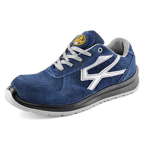 Zapatos de Seguridad para Hombres con Puntera de Fibra de Vidrio - SAFETOE 7328 Zapatillas Ultra-Ligeras (Talla 42, Azul) l