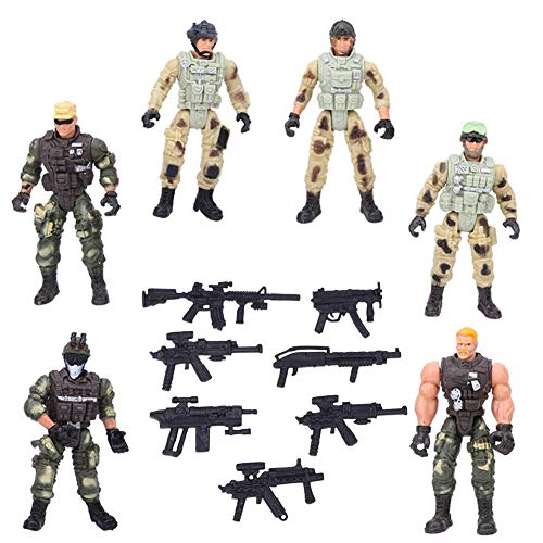 Zerodis Juguete de Figura de Soldado de 6 Piezas, Modelos de Soldados Militares con articulación y Armas Figuras de acción de interacción Entre Padres e Hijos Juguete para niños