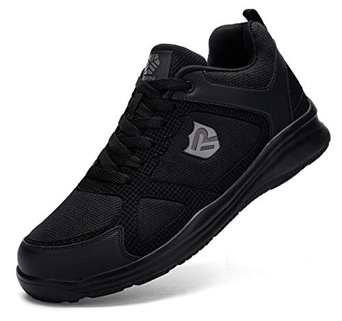 Ziboyue Zapatillas de Seguridad Hombre Mujer Ligero Transpirable Zapatos de Seguridad con Puntera de Acero Anti-pinchazo Calzado de Seguridad(Caballero Negro,44 EU)