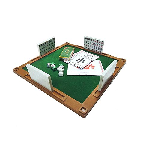 ZJY Juego de Mahjong, Kit de Juego Chino en Miniatura: con Mesa Plegable 144 Mini-Azulejos, Estuche y Accesorios: adecuados para Viajes al Aire Libre, hogar y reunión