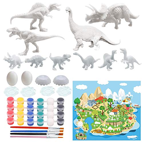 ZoneYan Dinosaurio Pintar Juegos, Pintar Dinosaurios, Kit de Pintura de Dinosaurios para Niños, Juguetes de Dinosaurio 3D, Juguetes de Dinosaurios para Manualidades, DIY Dinosaurio Pintar para Niños