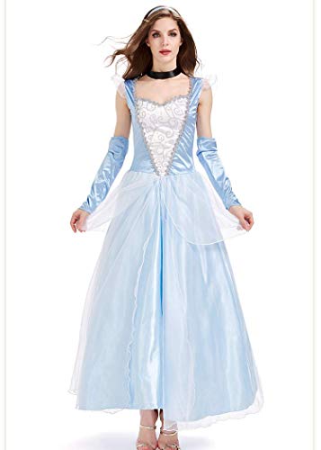 ZSM Roles de Halloween Cine y Televisión de la Mujer Princesa del Vestido de Cosplay Outfits Princesa Azul de la Reina de Gasa Vestido de la Falda del Vestido YMIK (Size : M)