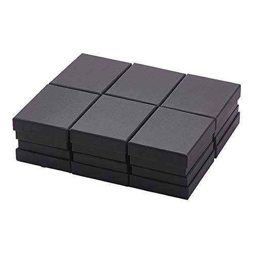 12 cajas de regalo pequeñas de 9 x 7 cm, de cartón negro para joyas y pulseras