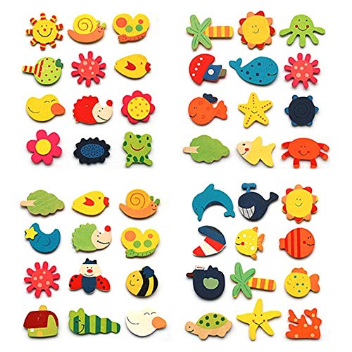12pcs/lote colorido de madera de animales de dibujos animados pegatinas para el refrigerador de los niños juguetes de refrigerador imán para niños bebé juguete educación