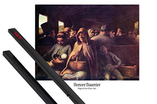 1art1 Honoré Daumier Póster (91x61 cm) El Vagón De Tercera Clase, 1864 Y 1 Lote De 2 Varillas Negras