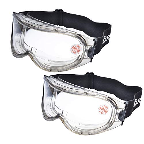 2 Pares Laboratorio Gafas Protectoras de Seguridad de Obra gafas proteccion [Cinta ajustable] SG007 con Lentes Policarbonatos Protección contra Impacto Soldadura Laboral Graduadas Trabajo