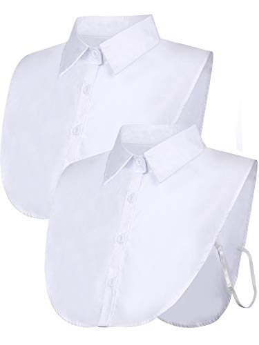 2 Piezas Cuello Falso Cuello de Dickey de Blusa Desmontable Cuello Falso de Camiseta de Mitad para Favores de Mujeres (Blanco, Talla 2)