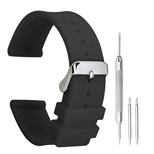 20mm cinturón de Silicona Deportivo para el Mens Relojes Relojes de Buceo Correas de Neopreno en Negro con Hebilla clásico Pin