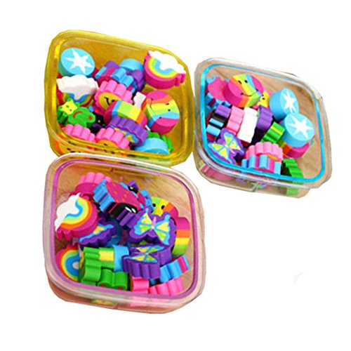 22pcs / Caja Cute Gomas de borrar Escolar Papeleria Regalo para Niño, Color Aleatorio (Square)