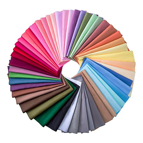 50 Piezas 20 por 20 cm Tela de Multicolor Patchwork de Algodón Telas Cuadradas Mezcladas de Artesanía de Acolchado y Costura, 50 Colores