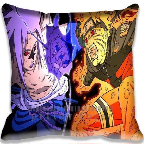 96688PLAOO Super Soft and Light Weight Throw Pillow Case Garden Chair Pillow Cover Anime Manga Naruto Fight with Sasuke Pillow Case Fundas para Almohada (60cmx60cm)