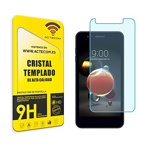actecom® Cristal Templado Protector Pantalla 9h 2.5D para LG K9 (K8 2018) Vidrio con Caja