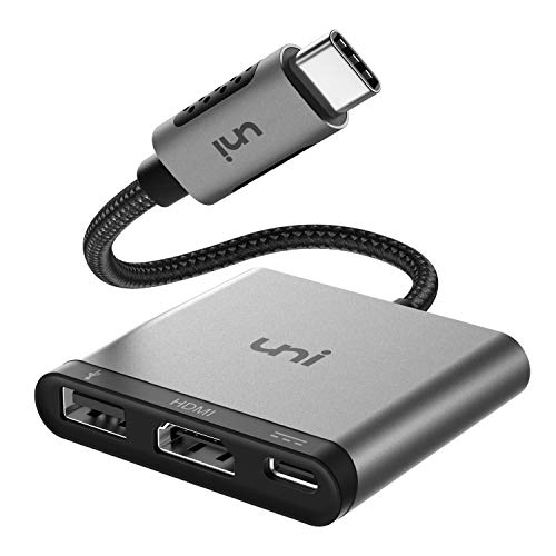 Adaptador USB C HDMI 3 en 1, uni Hub USB C HDMI, 4K HDMI, 100W de Carga, USB 3.0, Compatible con iPad Pro 2018, MacBook, Galaxy S20, Note 10, Huawei P40 - Gris