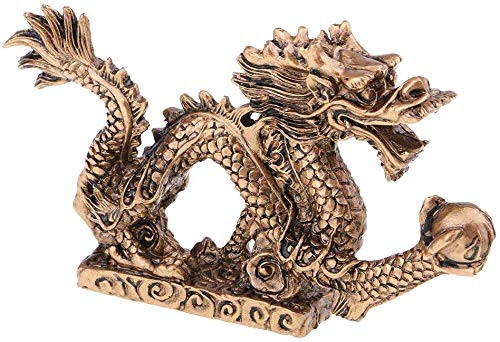 Agger Figura decorativa de dragón Feng Shui Zhaocai casa de la ciudad de resina, pequeñas artesanías de imitación de caoba joyería de coche