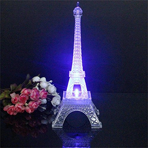 Aliciashouse Mini Torre Eiffel Noche Mesa de LED luz lámpara Escritorio Dormitorio decoración monomando-25 cm