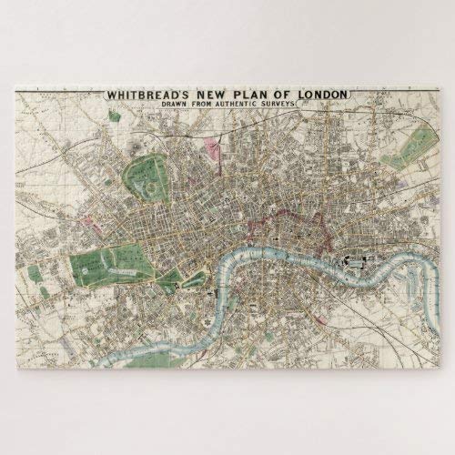 ANGELA G Wooden Jigsaw Puzzle 1000 Piece for Adults - Vintage Map of London England (1853) Jigsaw Puzzle Game Toys Gift Jigsaw Puzzle