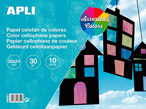 APLI 16650 - Bloc papel celofán surtido 32 x 24 cm 10 hojas