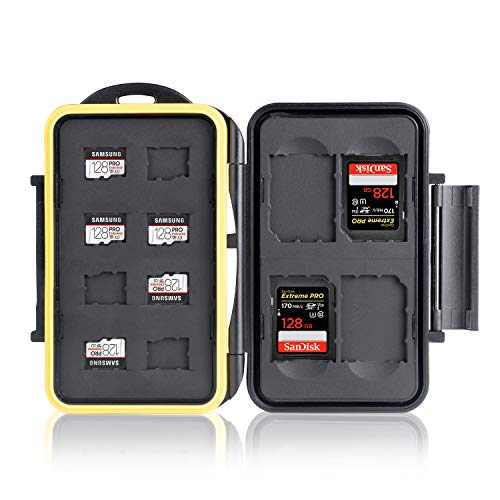 Ares Foto® MC-SDMSD12 Caja de protección para tarjetas de memoria / almacenamiento resistente al agua / bolsa de tarjetas de memoria para 4 tarjetas SD y 8 tarjetas micro SD