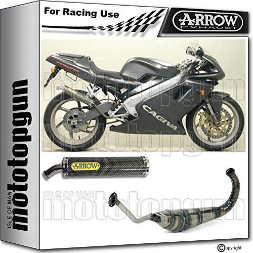 ARROW - Desagüe completo decatalizado RACE ROUND de carbono compatible con Cagiva Mito 2 125 EVO 1991 91 1992 92 1993 93 51007SU + 51060SU