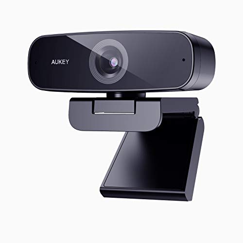 AUKEY Webcam 1080p Full HD con Micrófonos Estéreo con Reducción de Ruido, Cámara Web, Cámara de Computadora USB para Computadora Portátil, Video Ilamada, Conferencia