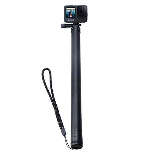 AuyKoo Potenciar 118" Super Largo Palo para GoPro Hero 9/8/7/6/5 Black,Fibra de Carbon Mano Extensible Sesión Pole Monopie Selfie Stick para DJI OSMO, Insta 360 Cam y Otras Cámaras de Acción